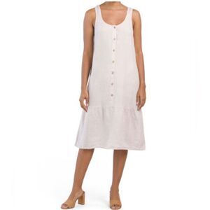 NWT Nicole Miller York Natural 100% Linen Sleeveless Dress XL